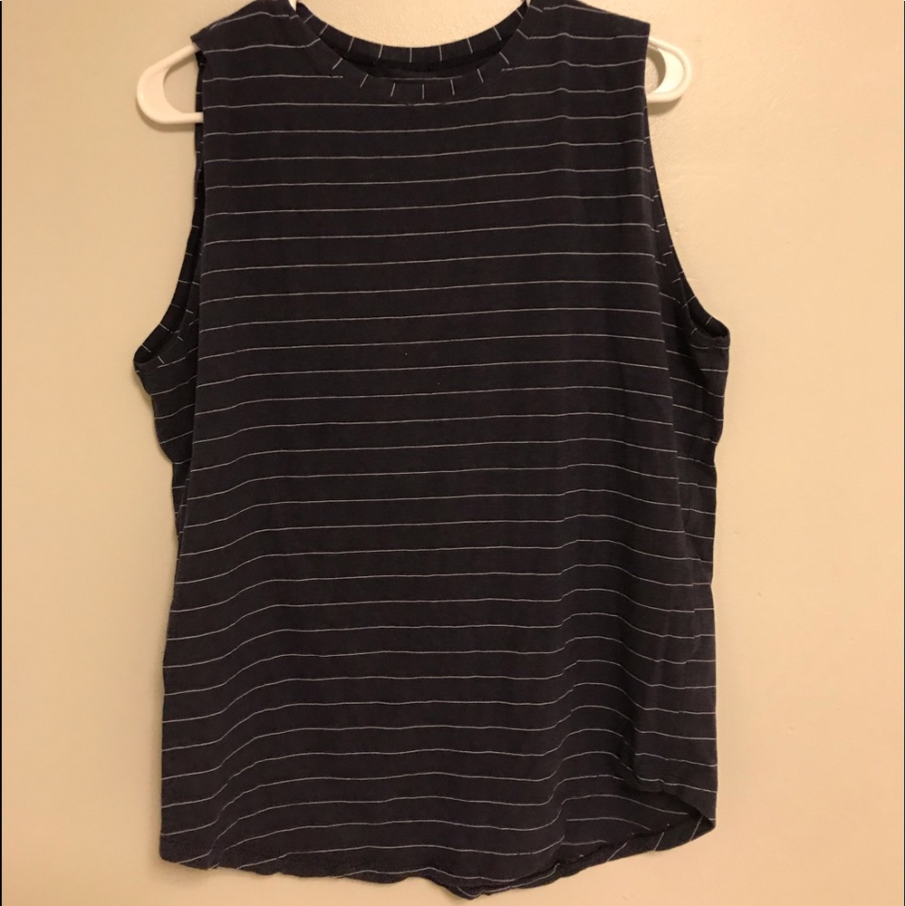 Navy Striped Lulu Workout Top